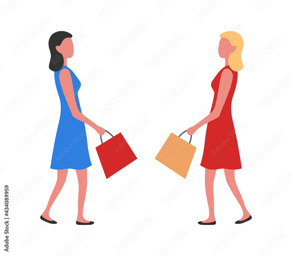 woman cartoon with shoppig bag