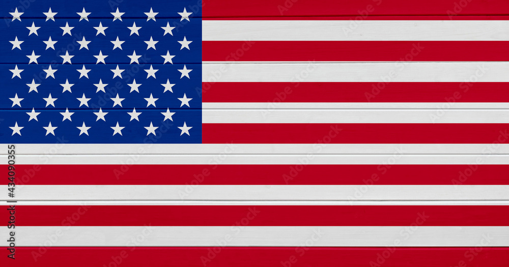 USA flag on wooden textured background. Copy space, text place. Backdrop. Wood finish material shop. National holiday. Painted plank timber. Mockup. Horizontal lines. Independence day. Memorial day USA flag on wooden textured background. Copy space, text place. Backdrop. Wood finish material shop. National holiday. Painted plank timber. Mockup. Horizontal lines. Independence day. Memorial day