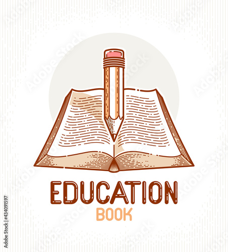 Vintage book and pencil edu...
