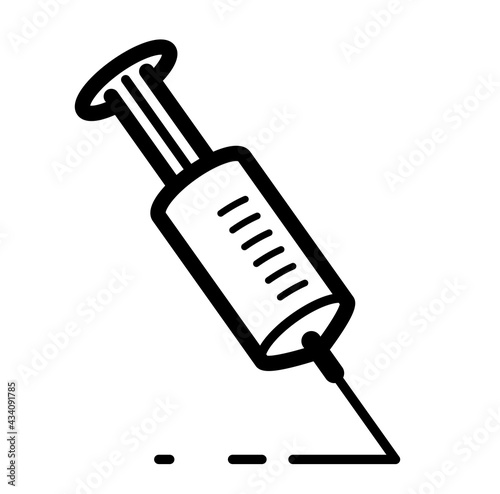 Vaccination theme vector illustration of a syringe isolated over white, epidemic or pandemic coronavirus covid 19 or flu or SARS or any other vaccine, pharmacology concept.