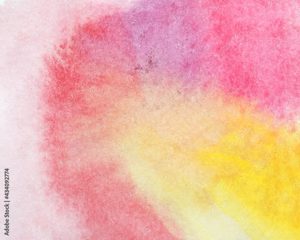 Abstract watercolor background of iridescent yellow red color.