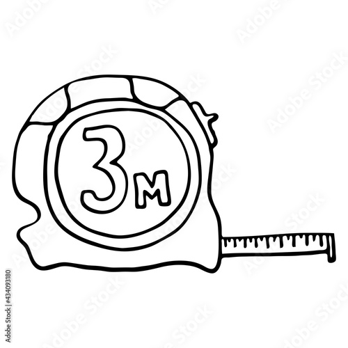 Hand-drawn tape measure.Vector illustration isolated on white background.