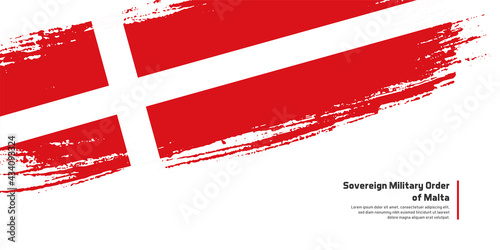 Creative hand drawing brush flag of Sovereign Military Order of Malta country for special national day