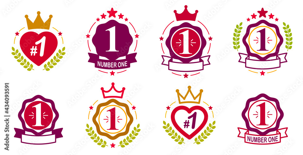 First place vector badge awards set, graphic design geometric simple ...