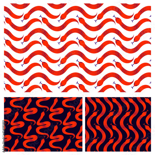Snakes seamless textile set...