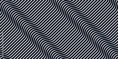 Geometric wavy lines seamless pattern vector, 3D dimensional endless background wallpaper design image, stripy curved tillable texture.