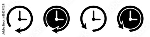 Clock, arrow, set of history icons. Recent event. Clock with arrow around. Vector illustration.