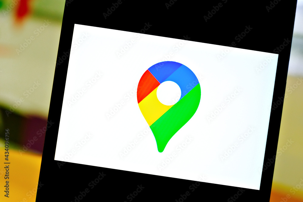 Editorial photo on Google Maps theme. Illustrative photo for news about