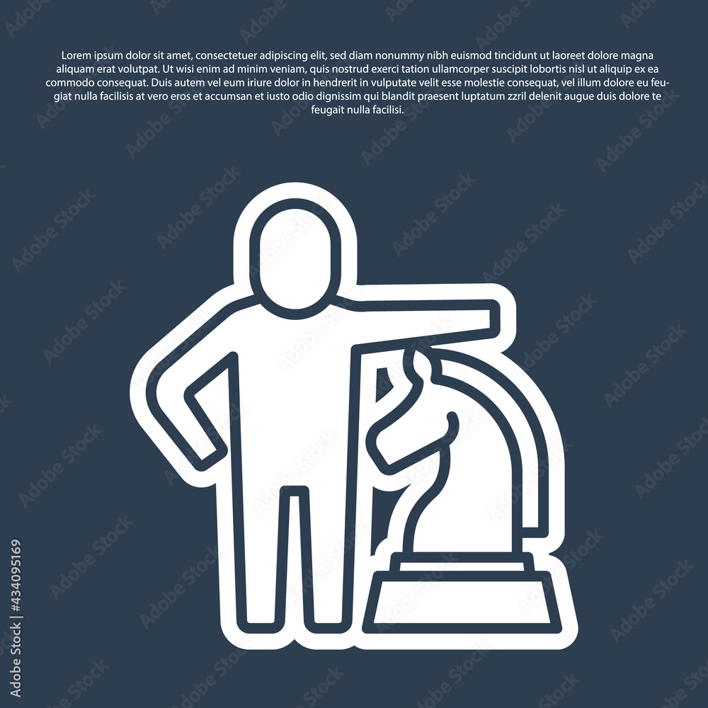 Fototapeta premium Blue line Chess icon isolated on blue background. Business strategy. Game, management, finance. Vector