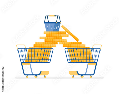 icon design of shop and spend much more for leisure things. Wasteful in consumerism. this icon can be used for marketing, ads, promotion, company, corporate
