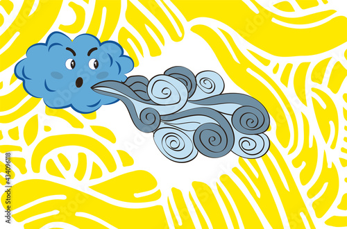 Cloud blowing with a yellow abstract background