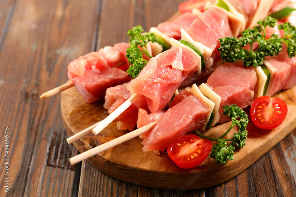 raw beef skewer for barbecue meal