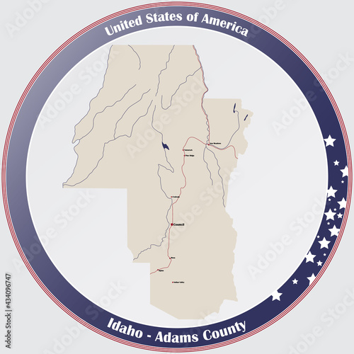 Large and detailed map of Adams county in Idaho, USA.