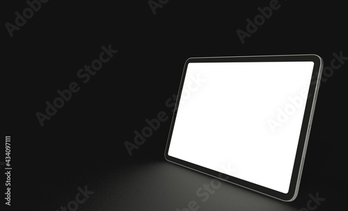 Obraz na płótnie Photo 3D brandless tablet with empty screen isolated black background