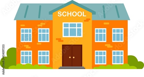School building in flat style. Modern school, college building. Vector illustration