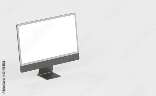 Realistic new flat screen computer monitor 3d style mockup with blank screen isolated 3d