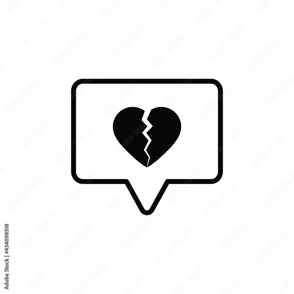 broken heart icon. Chat symbol with broken heart vector broken heart icon. Chat symbol with broken heart vector