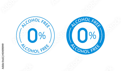 Alcohol free round label, non-alcoholic stamp, zero alcohol emblem, logo, tag