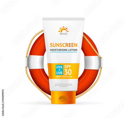 Realistic Detailed 3d Sunscreen Moisturizer Lotion Cream Concept. Vector