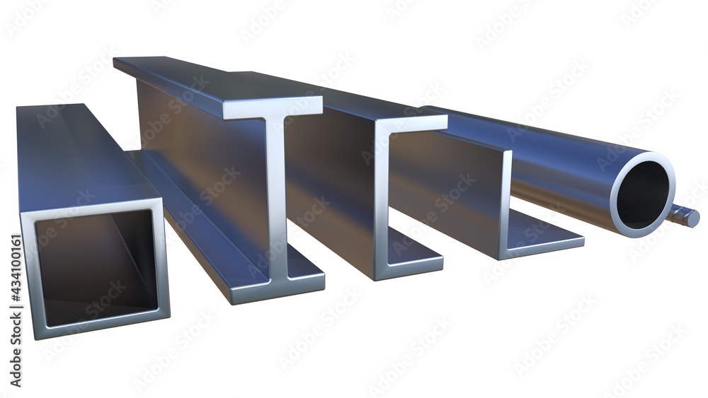 various metal profile - isolated design industrial 3D rendering various metal profile - isolated design industrial 3D rendering