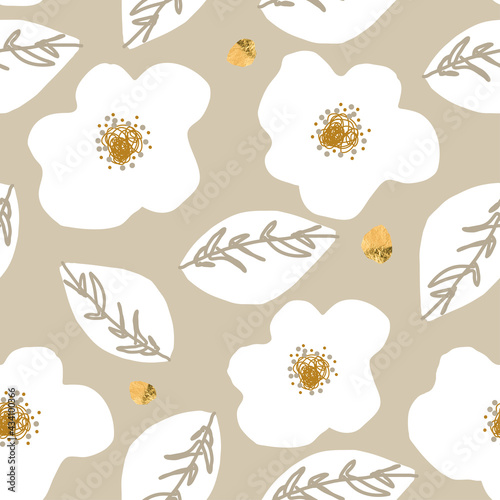 Floral abstract daisy flower seamless pattern 