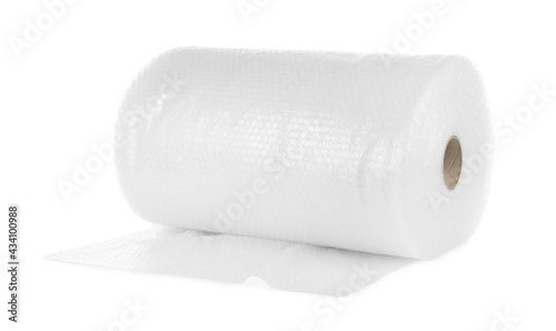 Obraz na płótnie Transparent bubble wrap roll isolated on white