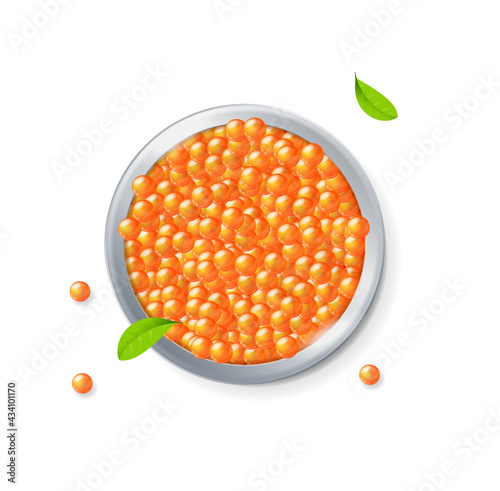 Realistic Detailed 3d Red Caviar Can. Vector