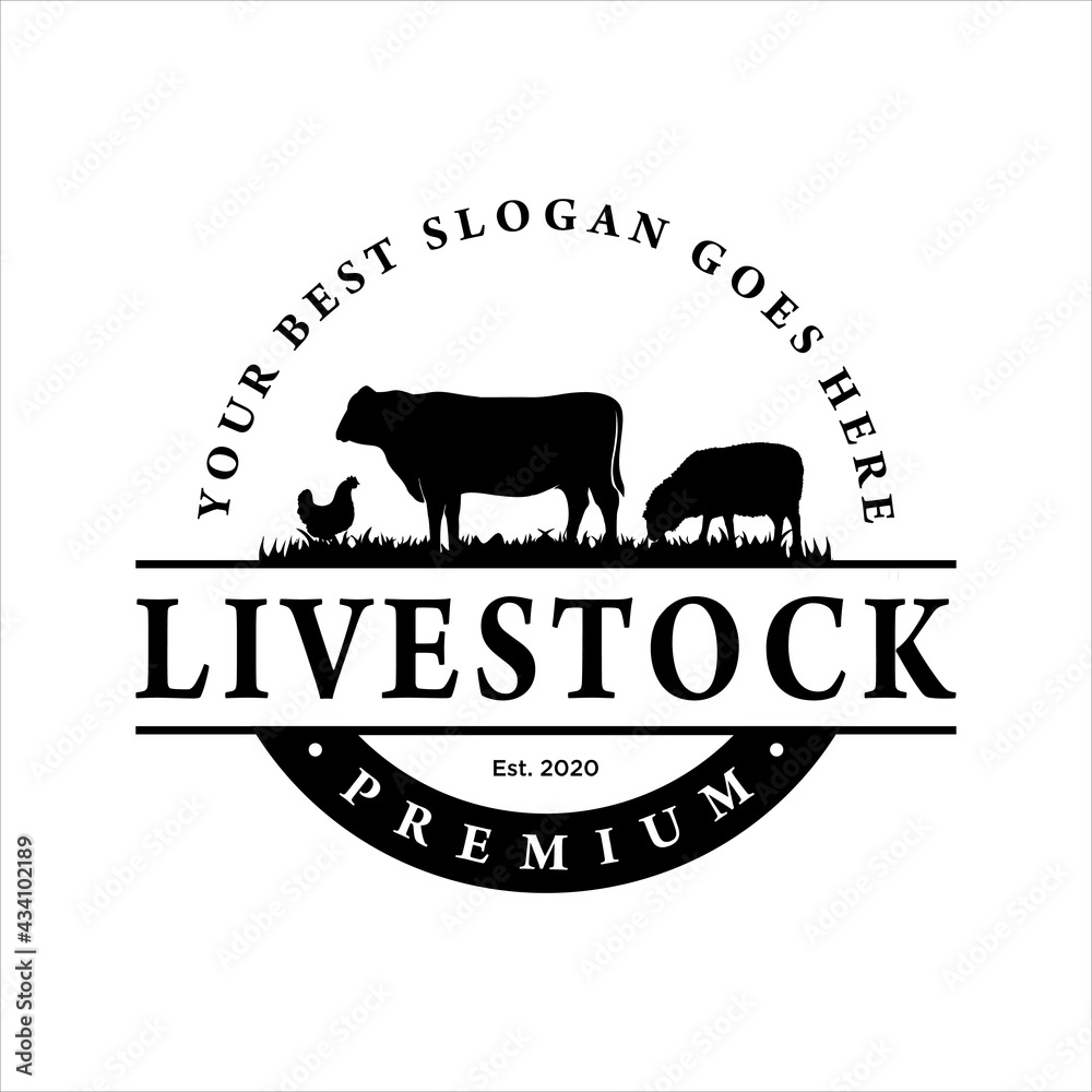 Retro vintage, livestock Farm animal logo inspiration. design template, Vector illustration.	