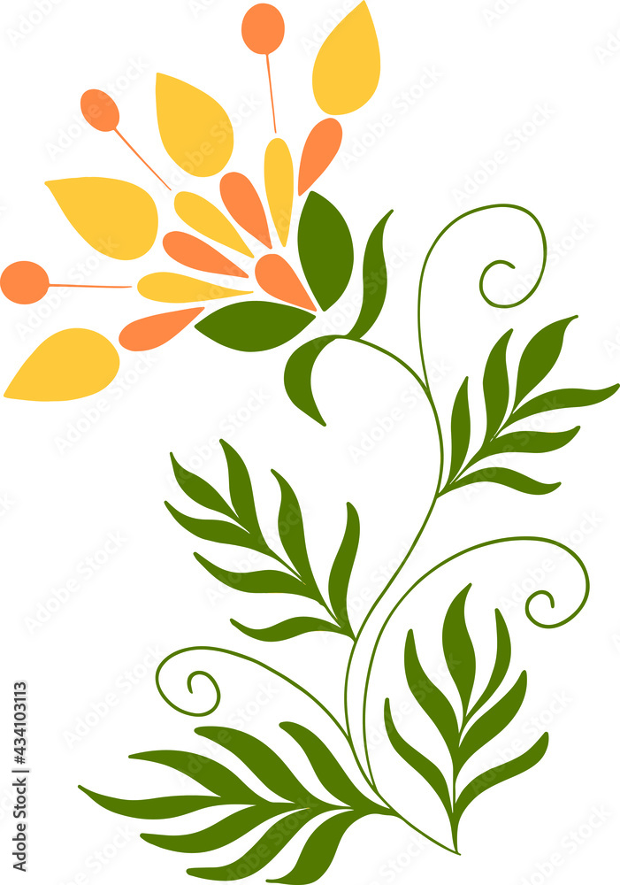 Vector illustration of a floral abstraction. Trending image in Polish style. Print for fabric, postcards, stickers Vector illustration of a floral abstraction. Trending image in Polish style. Print for fabric, postcards, stickers