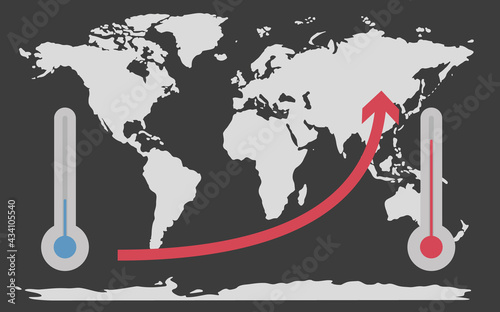map with arrow showing growing statistics numbers