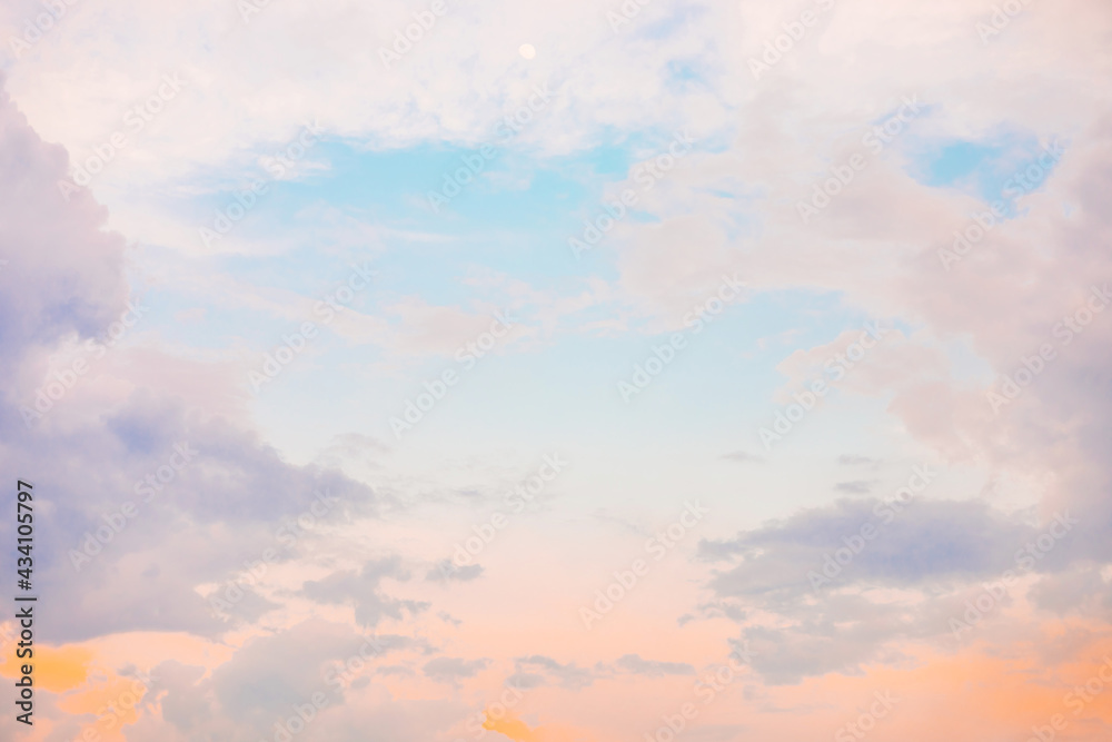 Light and soft pastel colored evening sky