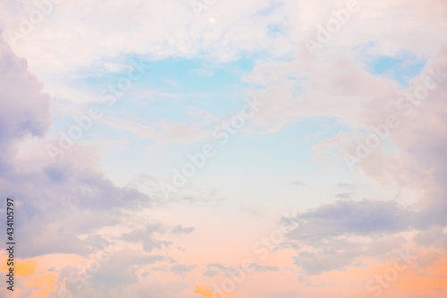 Light and soft pastel colored evening sky