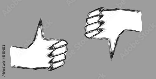  thumb up and thumbs down