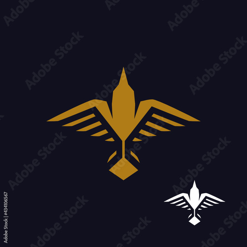 Raven as a logo design. Illustration of a raven as a logo design on a dark background