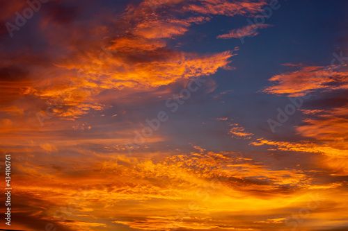Orange sky light warm of the sun adds a beautiful glow © chitsanupong