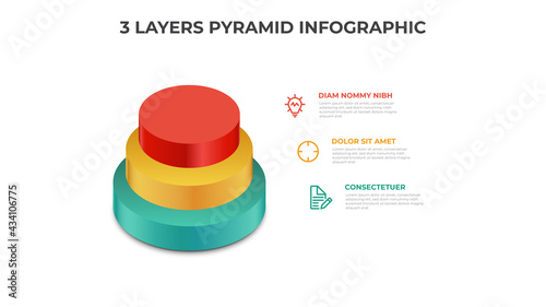 3 layers of pyramid infographic element vector, layout template for presentation, annual report, banner, etc