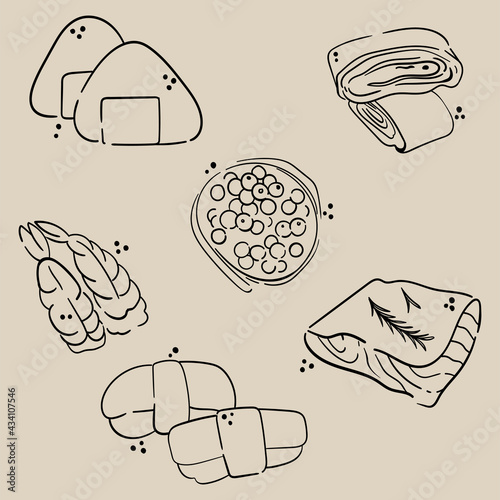 Canvas Print Collage of six Japanese street food icons