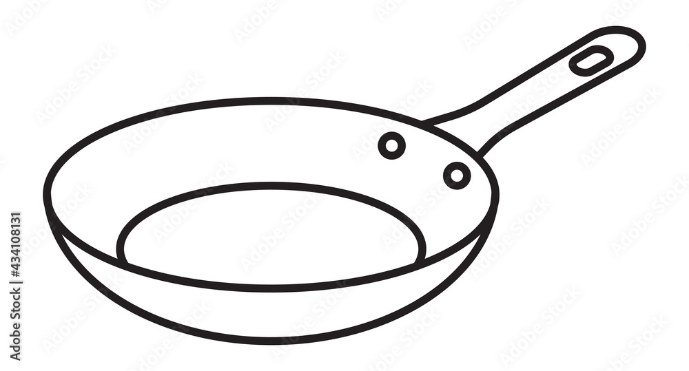 Frying pan skillet line art icon for apps and websites - obrazy, fototapety, plakaty 