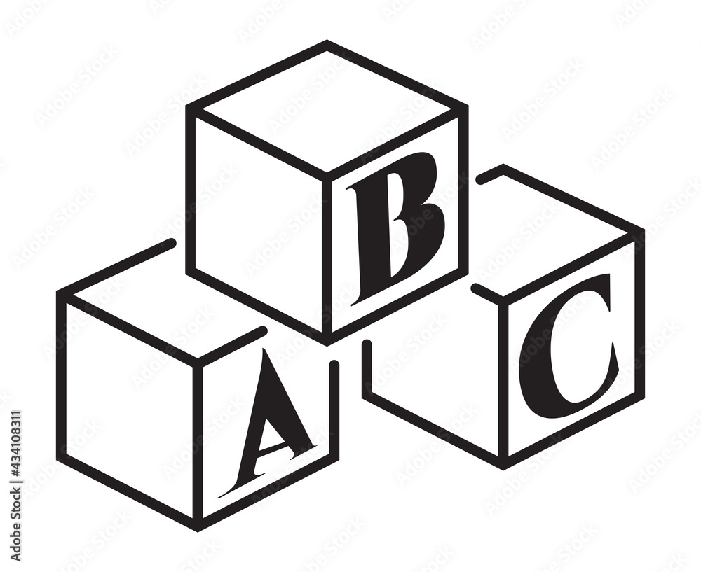 ABC alphabet block child education line art icon for apps and website ABC alphabet block child education line art icon for apps and website