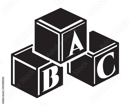 ABC alphabet block child education flat icon for apps and websites