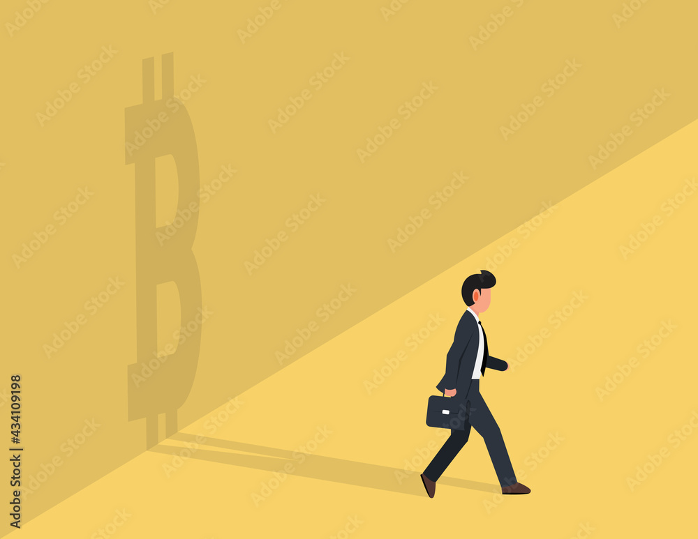 Business man with his shadow that is a symbol of money. business idea solution Business man with his shadow that is a symbol of money. business idea solution