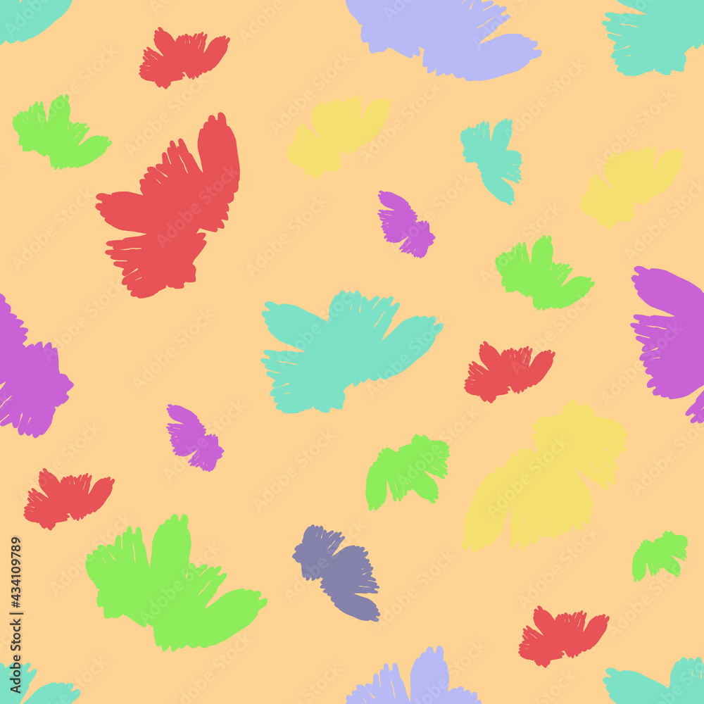 Glade of multi-colored flowers on a beige background. Botanical colorful bouquet. Design seamless pattern. Vector illustration. For wallpapers, backgrounds, textiles and postcards. Glade of multi-colored flowers on a beige background. Botanical colorful bouquet. Design seamless pattern. Vector illustration. For wallpapers, backgrounds, textiles and postcards.