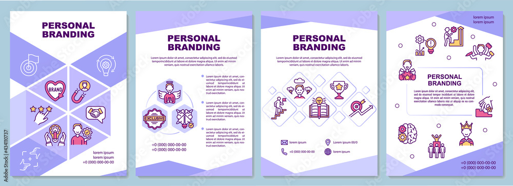 Personal branding brochure template. Public authority. Flyer, booklet, leaflet print, cover design with linear icons. Vector layouts for presentation, annual reports, advertisement pages