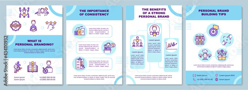 What is personal branding brochure template. Media identity. Flyer, booklet, leaflet print, cover design with linear icons. Vector layouts for presentation, annual reports, advertisement pages