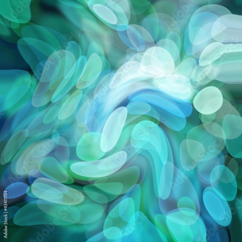 Abstract background with blue and green deformed bokeh
