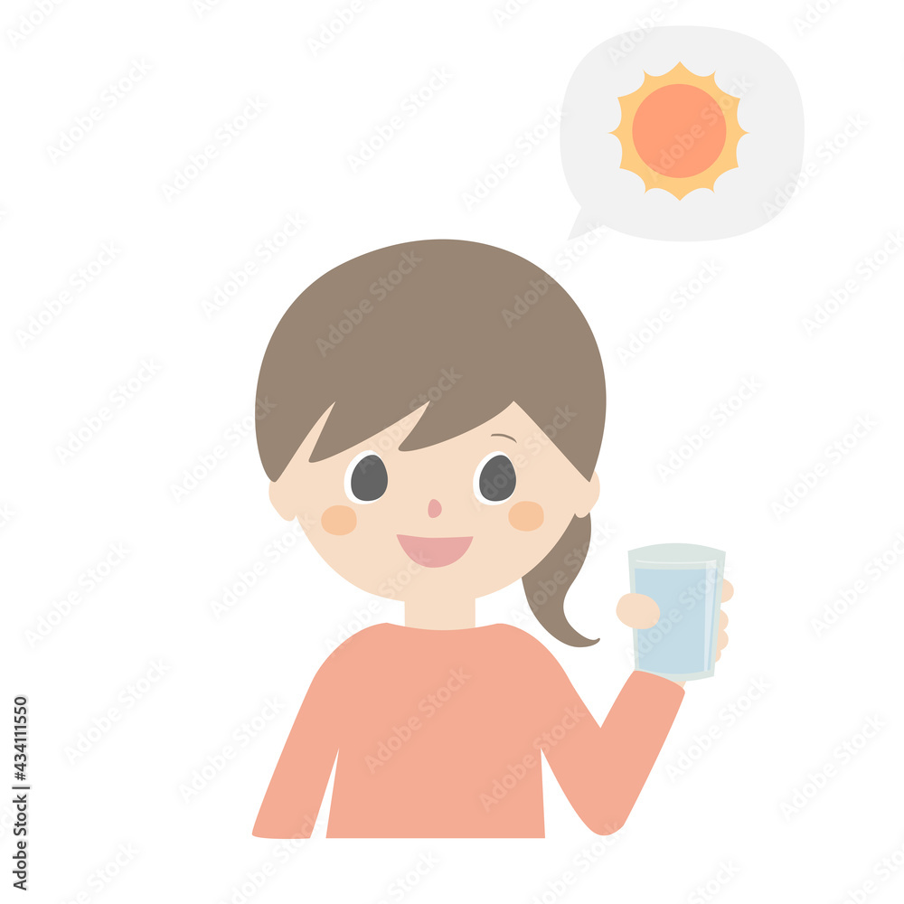 Girl with a glass of water in the morning. Girl with a glass of water in the morning.