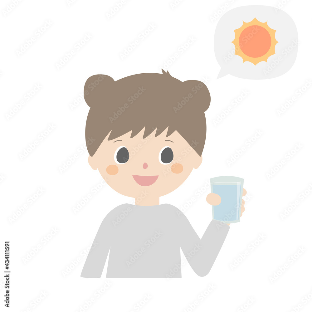 Girl with a glass of water in the morning. Girl with a glass of water in the morning.