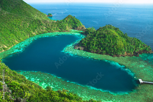 Karawapop, a heart-shaped lagoon in the cluster of West Papua island, Raja Ampat Indonesia	 photo