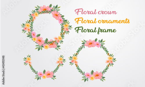 Floral Crown  Floral ornament  frame vector