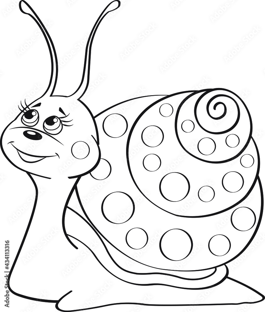 coloring Snail. Coloring page. Illustration for children. Cute and funny cartoon  characters. Stock Vector | Adobe Stock